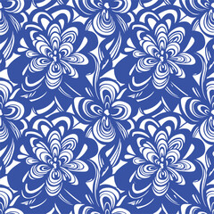 Flower pattern on a light beige background. Damask Pattern.