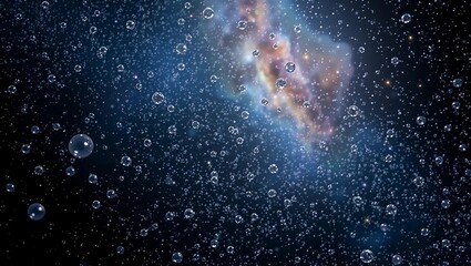 Obraz premium A vast, starry expanse of deep black magic silver space fills the frame, teeming with thousands of tiny, Black background