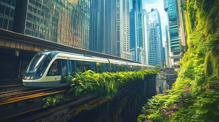 Fototapeta premium Eco-Friendly Urban Transit: A Green City's Future