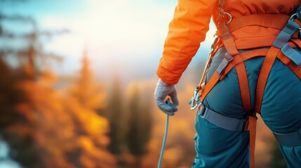 Adventurous person hiking in snowy mountains with backpack and ski poles, a thrilling winter exploration