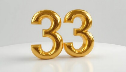 Obraz premium Golden Number Thirty Three on White Background Shiny Elegant Design