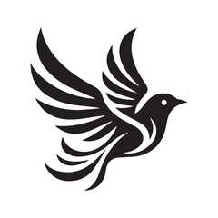 Obraz premium Silhouette of a bird in flight, perfect for logo design or branding.