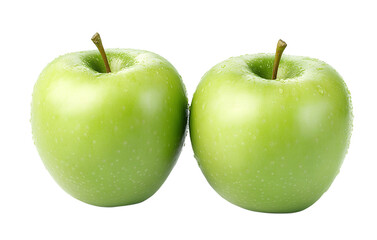 Green apples with water droplets png isolated on transparent background