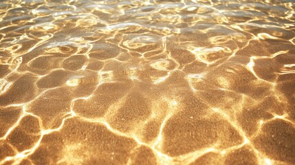Closeup, tranquil beach waters gently lapping the shore, peaceful coastal scene
