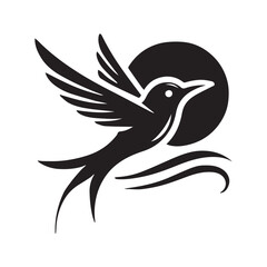 Obraz premium Silhouette of a bird in flight, perfect for logo design or branding.