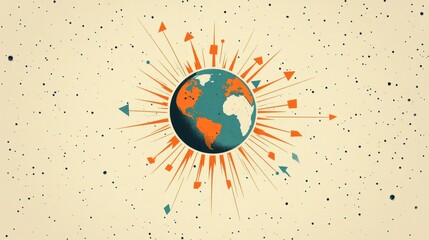 Global network and connectivity, arrows encircling the globe representing seamless international communication data exchange