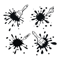 Ink brush and splash
