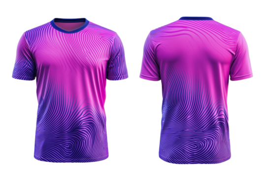 Sincere pink soccer jersey mockup, front and back view isolated on transparent background png