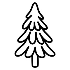 cute kawaii Winter tree outline cartoon doodle illustration