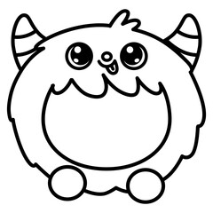 cute kawaii Yeti peeking outline cartoon doodle illustration
