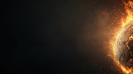 Obraz premium Catastrophic Wildfire Erupts on Burning Earth with Glowing Cracks and Flames Conceptual Art Dark Background