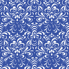 Flower pattern on a light beige background. Damask Pattern.