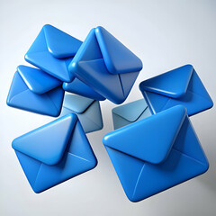 Floating Blue Envelopes. Digital Communication Concept