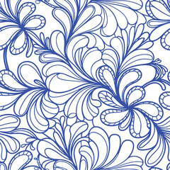Flower pattern on a light beige background. Damask Pattern.