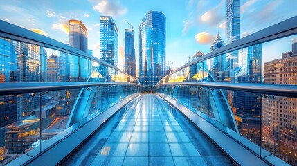 Fototapeta premium Skywalk Over Urban Cityscape