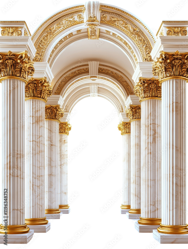 Aufkleber a digitally rendered image showcasing a grand marble archway supported by two ornate golden corinthi