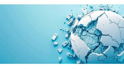 Cracked earth and deep hole, arid landscape of drought nature's power parched