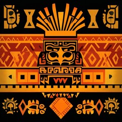 Tribal mask with geometric patterns.