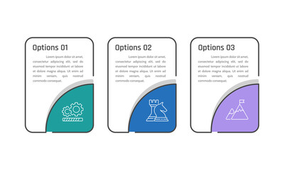 Infographic 3 Key Elements of Business Success. Presentation, Plan, Marketing and Strategy. Vector Illustration.