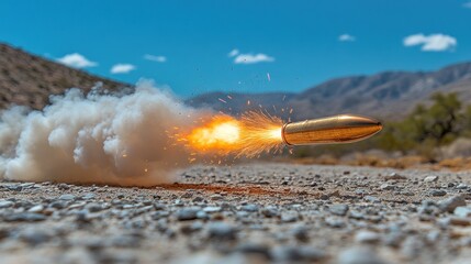 Desert Bullet Flight, Fire, Smoke, Range