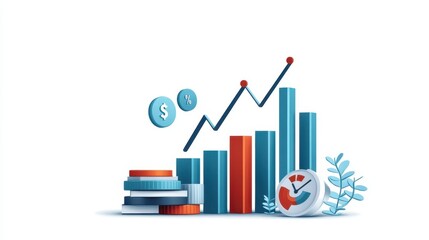 Time management visualized, clock on graph symbolizing scheduling, progress tracking, and data analysis