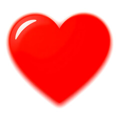 A vibrant red 3D heart with soft shading and a glowing white outline, floating on a clean white background.