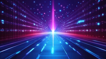 Obraz premium 3D futuristic background with glowing holographic grids and geometric shapes