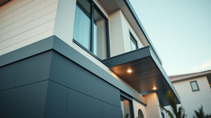 Fototapeta premium Modern Architectural Design: Sleek Exterior of a Luxury Home