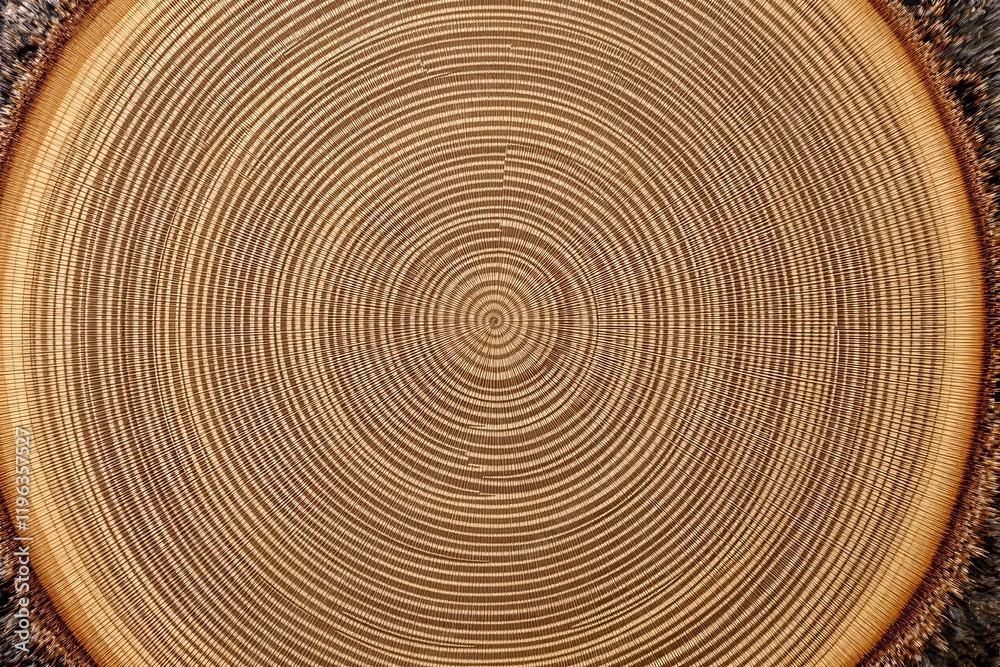 Aufkleber abstract close-up of tree growth rings with a circular wooden texture.