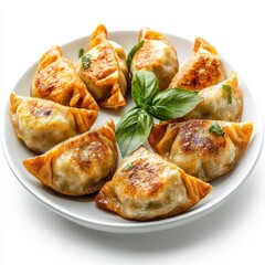 Delicious pan-fried dumplings kitchen food photography indoor close-up culinary delight