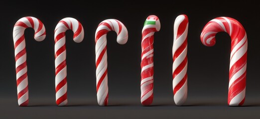 Fototapeta premium A Collection of Colorful Candy Canes in Various Styles and Patterns Perfect for Holiday Celebrations, Festive Decorations, and Seasonal Treats