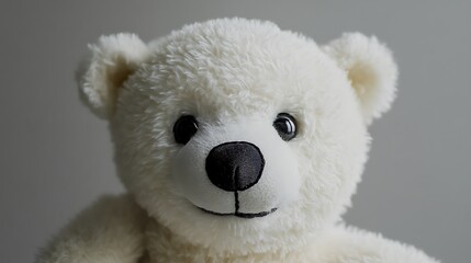 A soft toy polar bear with fuzzy fur