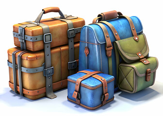 Vintage Luggage Collection. Retro Suitcases and Backpacks for Travel Adventures