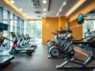 Fototapeta premium Modern fitness center with advanced equipment, vibrant atmosphere, sleek design, perfect for active lifestyles