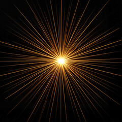Radiant gold lines emerging from center on dark canvas, visual impact