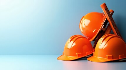 Construction site safety essentials, hard hats and glasses for workplace protection