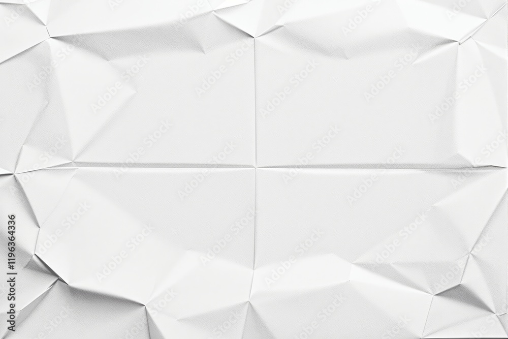 Poster Abstract crumpled white paper texture background with geometric folds.
