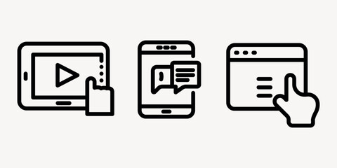 online content outline or line icon design bundle.