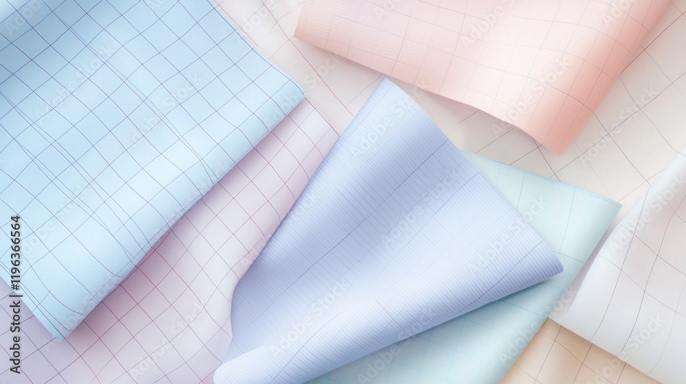 Aufkleber a beautiful arrangement showcases textured fabric featuring delicate grid patterns in soft pastel hu