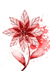 watercolor hand drawing of red flowers on white background
