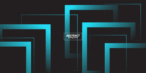 Abstract 3D background colorful paper cut with bright gradient tosca green square pattern combination on black background. Vector Eps10