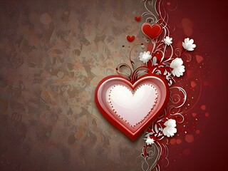 A red hears background, Valentine's day background with red and pink hearts like balloons on pink background, flat lay, Generative AI