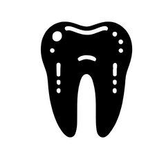 Black and White Tooth Icon: A simple, minimalist, black and white illustration of a single tooth, perfect for dental care, hygiene, and oral health-related designs and materials. 