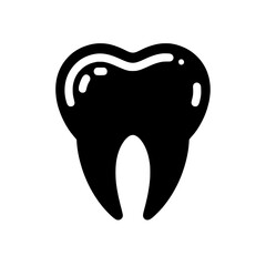 Healthy Smile Icon: A simple yet striking black silhouette of a healthy tooth, perfect for dental practices, health websites, or educational materials.  