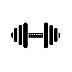 Dumbbell Icon:  A simple and bold black silhouette of a dumbbell, symbolizing strength, fitness, and physical training.  