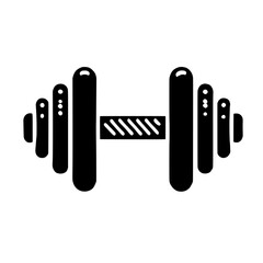 Black and White Dumbbell Icon: A minimalist illustration of a classic dumbbell, a symbol of strength, fitness, and determination. Perfect for gym branding, workout apps, or motivational content. 