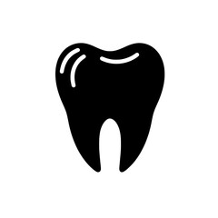 Single Tooth Icon: A simple yet bold black silhouette of a single tooth, ideal for dental practices, health websites, or educational materials.  