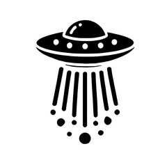 UFO Abduction:  A classic, black and white silhouette of a UFO beaming down a mysterious light, hinting at an otherworldly encounter. The design is simple yet intriguing.