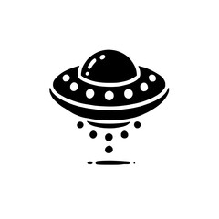 Unidentified Flying Object: A sleek, black UFO icon, hovering silently, emits a subtle glow, hinting at otherworldly mysteries and interstellar adventures.  