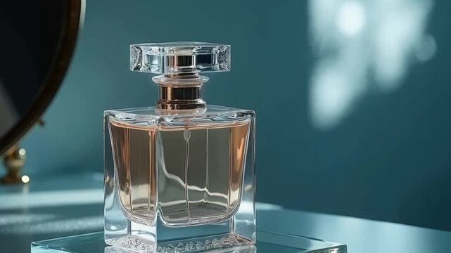 "A luxury perfume display with intricate bottles on polished surfaces, soft ambient lighting, cinematic elegance, ultra-realistic and hyper-detailed."




